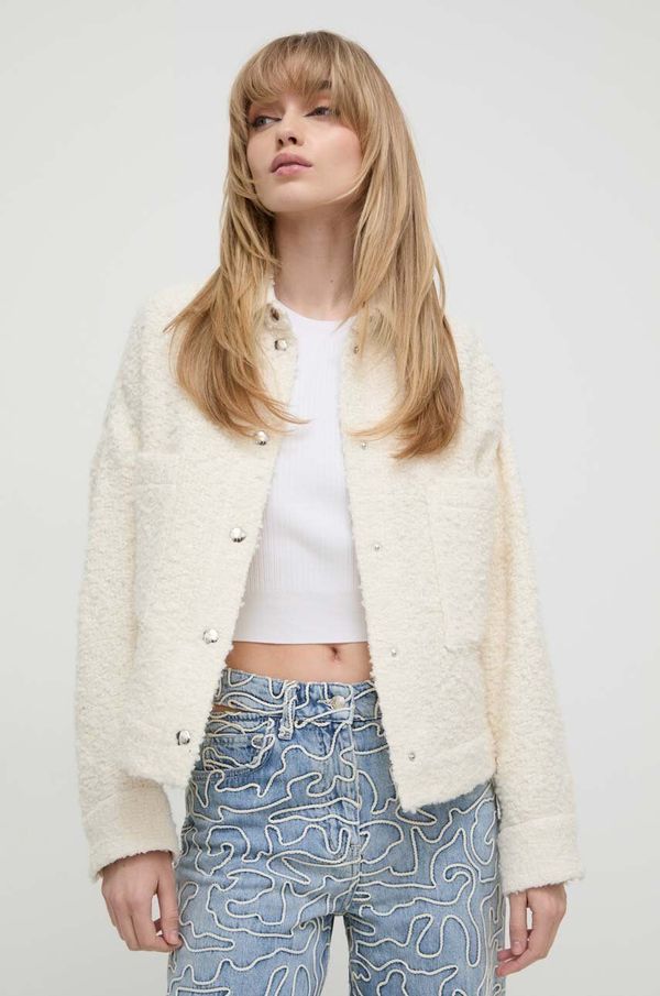 IRO Košulja-jakna s primjesom vune IRO boja: bež, za prijelazno razdoblje, oversize