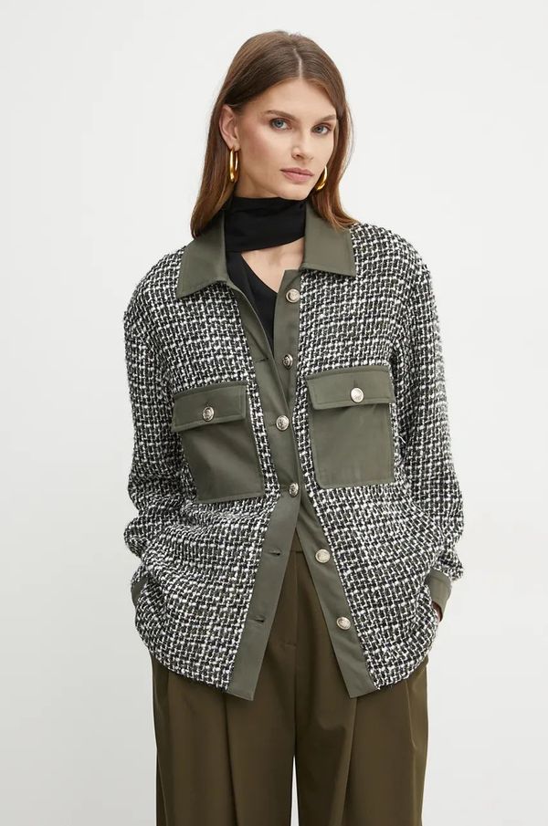 Liu Jo Košulja-jakna s primjesom vune Liu Jo boja: zelena, za prijelazno razdoblje, WF4502 T1805