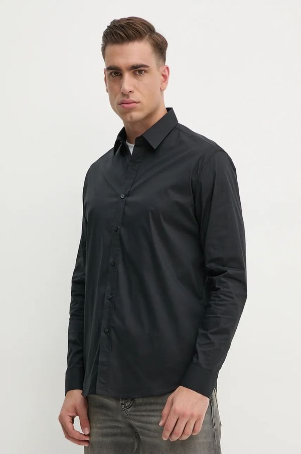 Karl Lagerfeld Košulja Karl Lagerfeld za muškarce, boja: crna, regular, s klasičnim ovratnikom, 542600.605935