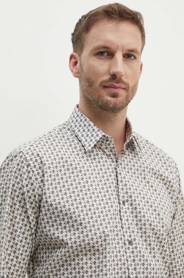 Karl Lagerfeld Košulja Karl Lagerfeld za muškarce, boja: siva, regular, s klasičnim ovratnikom, 543612.605000