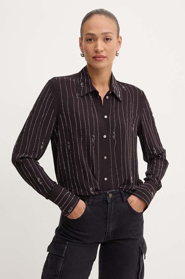 Karl Lagerfeld Košulja Karl Lagerfeld za žene, boja: crna, regular, s klasičnim ovratnikom, 245W1602