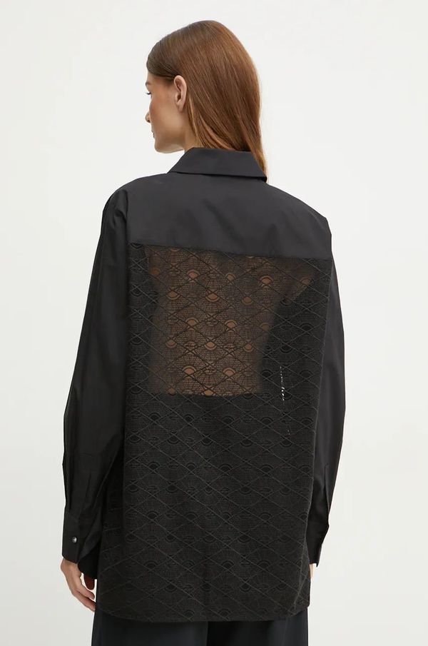 Karl Lagerfeld Košulja Karl Lagerfeld za žene, boja: crna, relaxed, s klasičnim ovratnikom, 246W1606