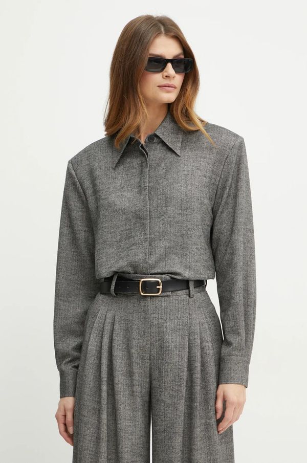 La Mania Košulja La Mania RITCHIE za žene, boja: siva, regular, s klasičnim ovratnikom, LM.RITCHIE