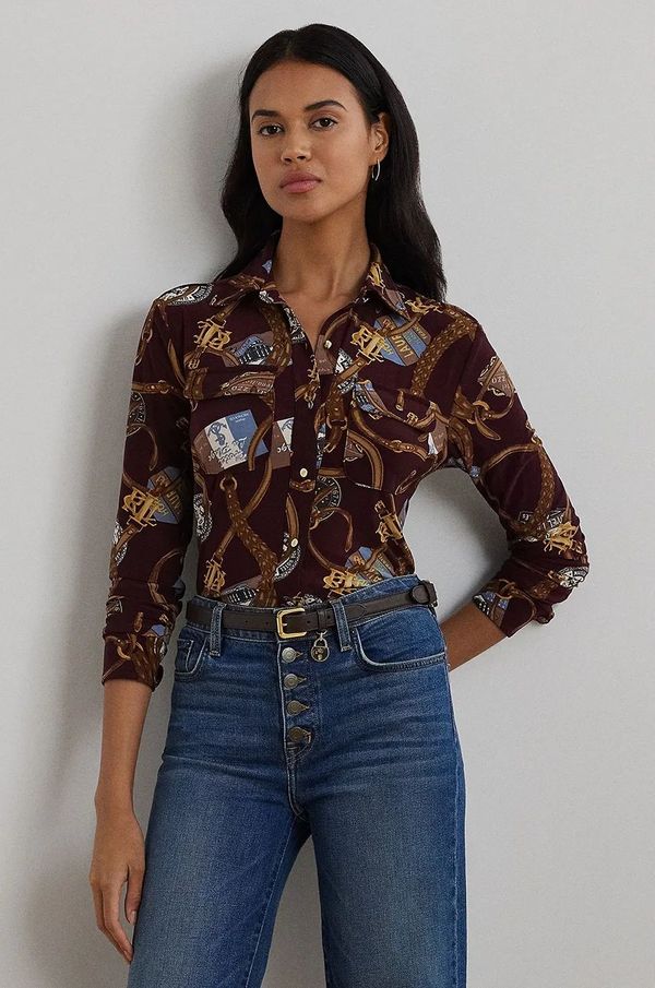 Lauren Ralph Lauren Košulja Lauren Ralph Lauren za žene, boja: crvena, slim, s klasičnim ovratnikom, 200951312