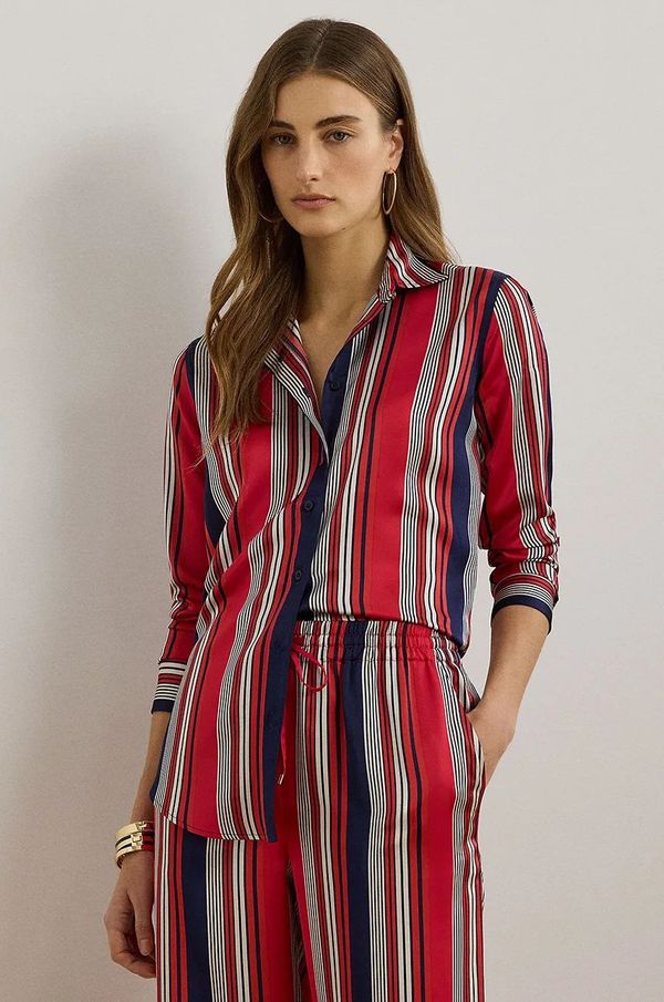 Lauren Ralph Lauren Košulja Lauren Ralph Lauren za žene, boja: crvena, slim, s klasičnim ovratnikom, 200957053