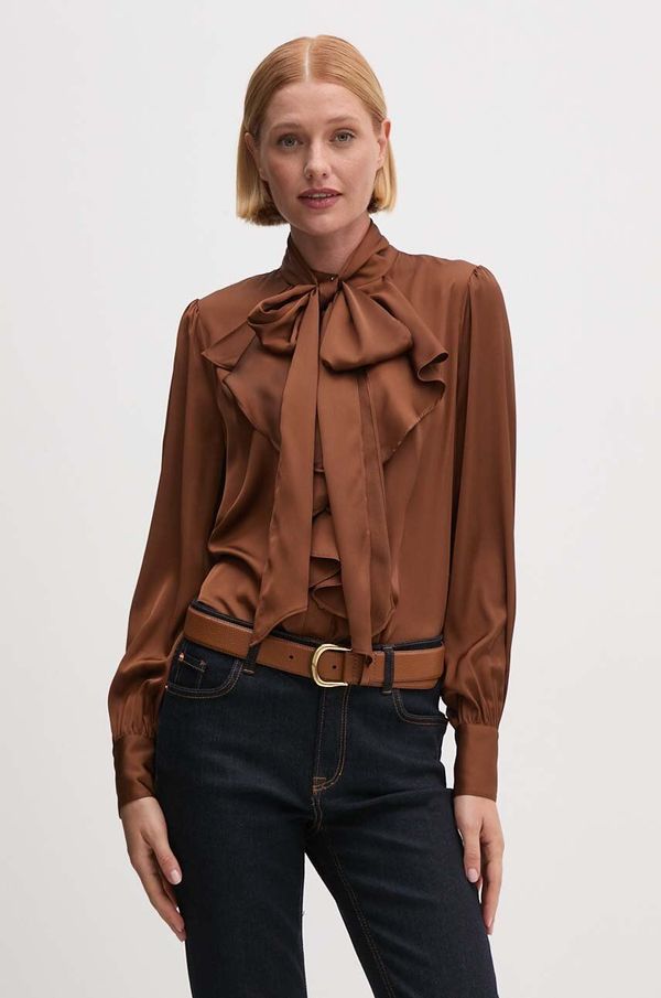 Lauren Ralph Lauren Košulja Lauren Ralph Lauren za žene, boja: smeđa, regular, s ovratnikom, 200940216