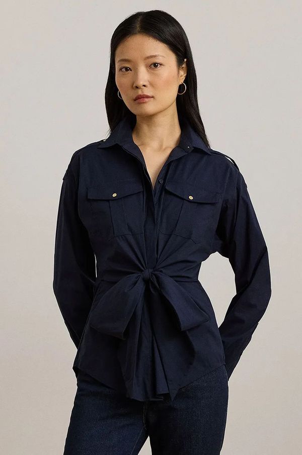 Lauren Ralph Lauren Košulja Lauren Ralph Lauren za žene, boja: tamno plava, slim, s klasičnim ovratnikom, 200957112
