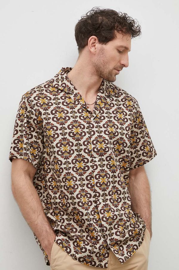 Les Deux Košulja Les Deux za muškarce, boja: smeđa, regular