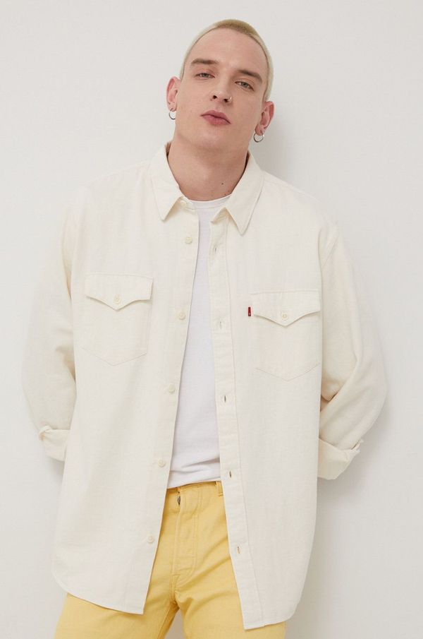 Levi's Košulja Levi's za muškarce, boja: bež, relaxed, s klasičnim ovratnikom