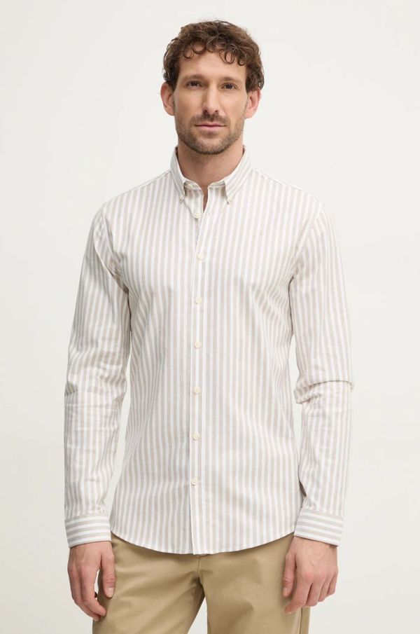 Lindbergh Košulja Lindbergh za muškarce, boja: bež, regular, s button-down ovratnikom, 30-203536