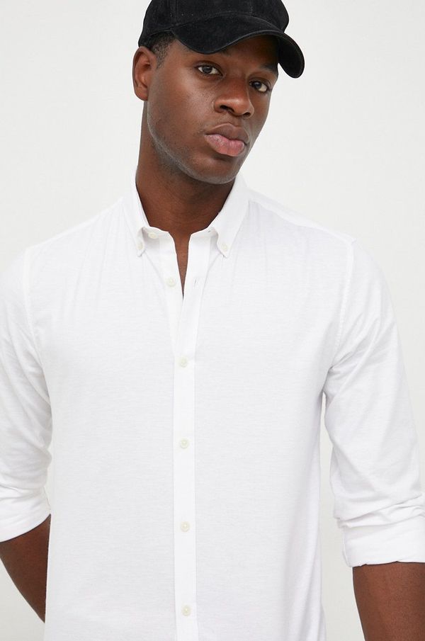 Lindbergh Košulja Lindbergh za muškarce, boja: bijela, slim, o button-down ovratnikom