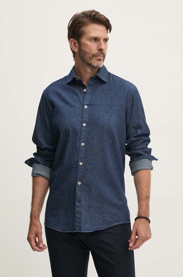 Lindbergh Košulja Lindbergh za muškarce, boja: tamno plava, relaxed, s klasičnim ovratnikom, 30-203652