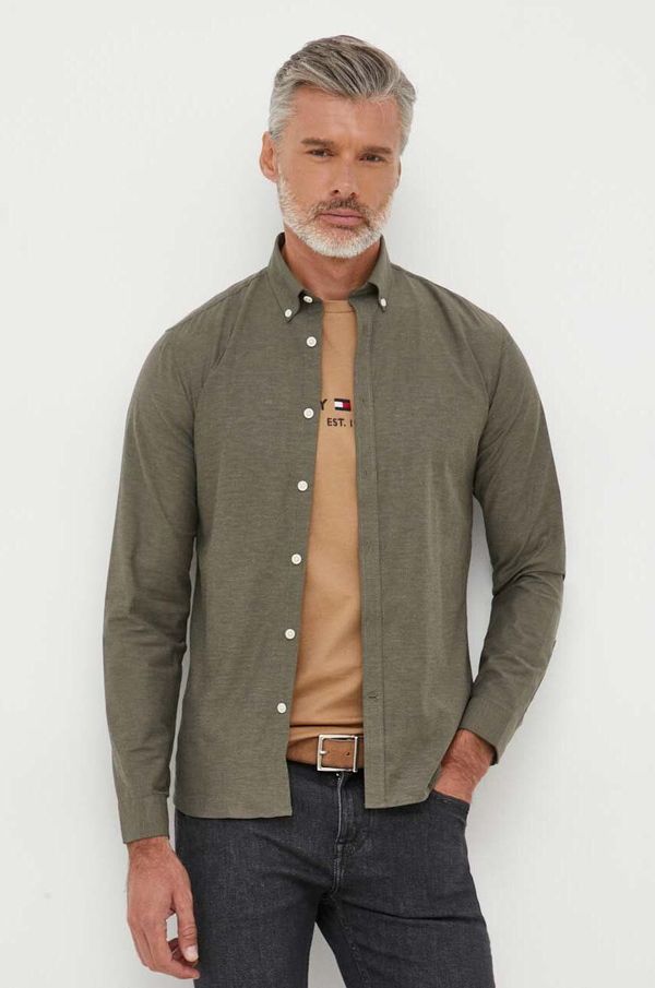 Lindbergh Košulja Lindbergh za muškarce, boja: zelena, slim, o button-down ovratnikom