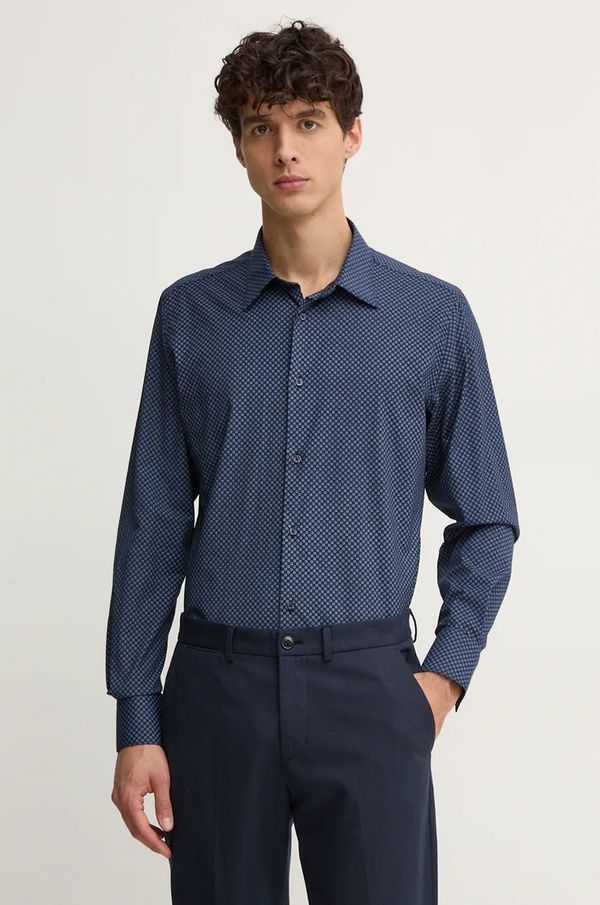 Liu Jo Košulja Liu Jo za muškarce, boja: tamno plava, slim, s klasičnim ovratnikom, QF4234 T2663