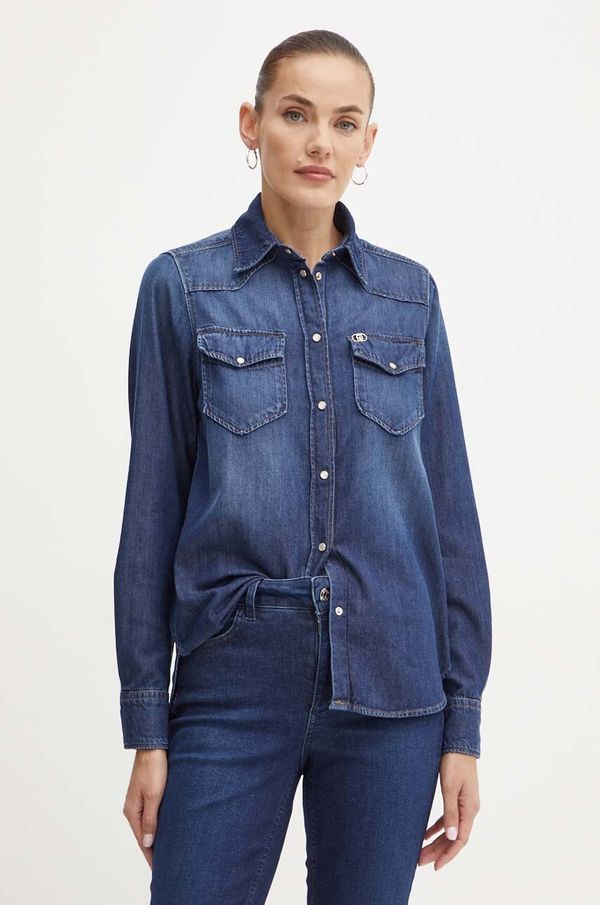 Liu Jo Košulja Liu Jo za žene, boja: tamno plava, regular, s klasičnim ovratnikom, UF4180 D4851