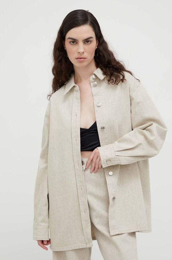 Lovechild Košulja Lovechild za žene, boja: bež, relaxed, s klasičnim ovratnikom