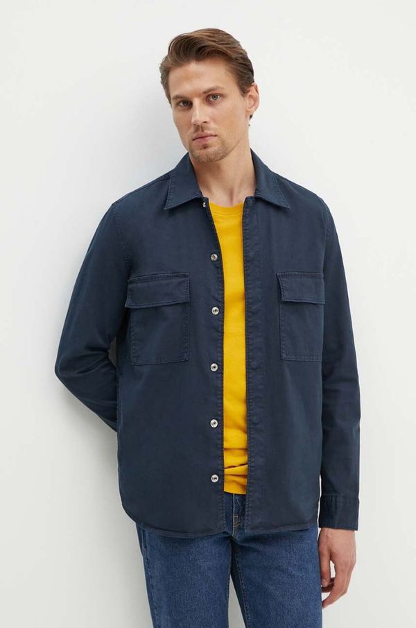 Marc O'Polo Košulja Marc O'Polo za muškarce, boja: tamno plava, regular, s klasičnim ovratnikom, 426010874104