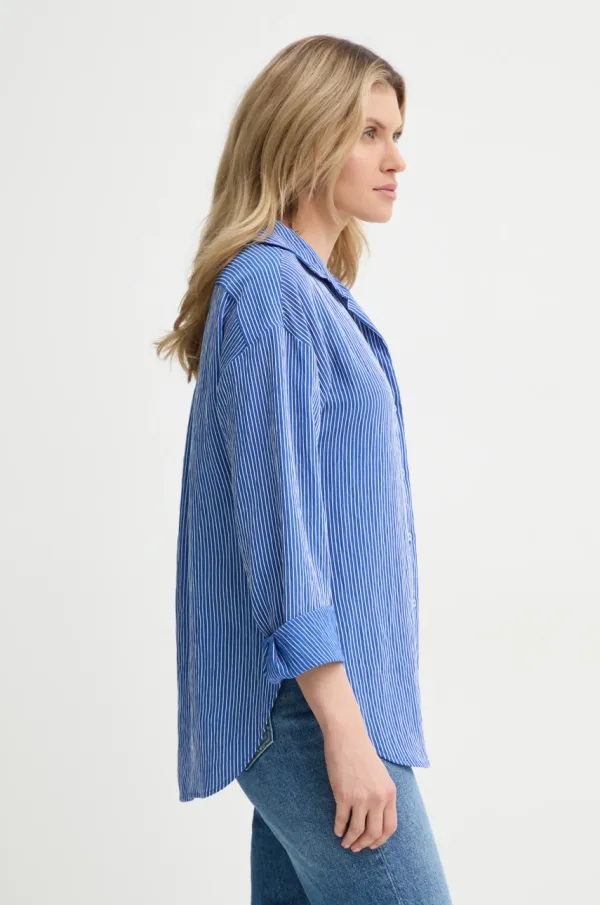 Marc O'Polo Košulja Marc O'Polo za žene, boja: tamno plava, relaxed, s klasičnim ovratnikom, M02090542089