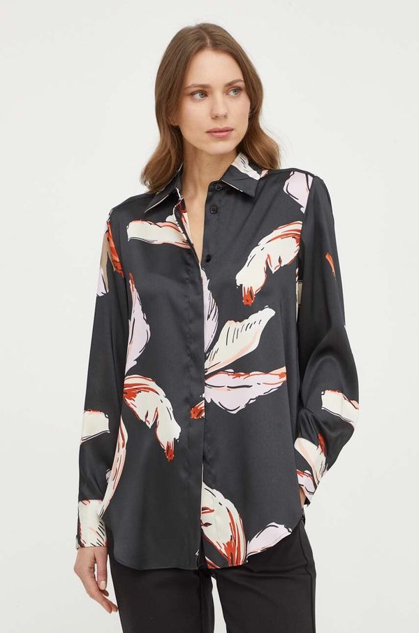 Marella Košulja Marella za žene, boja: crna, regular, s klasičnim ovratnikom