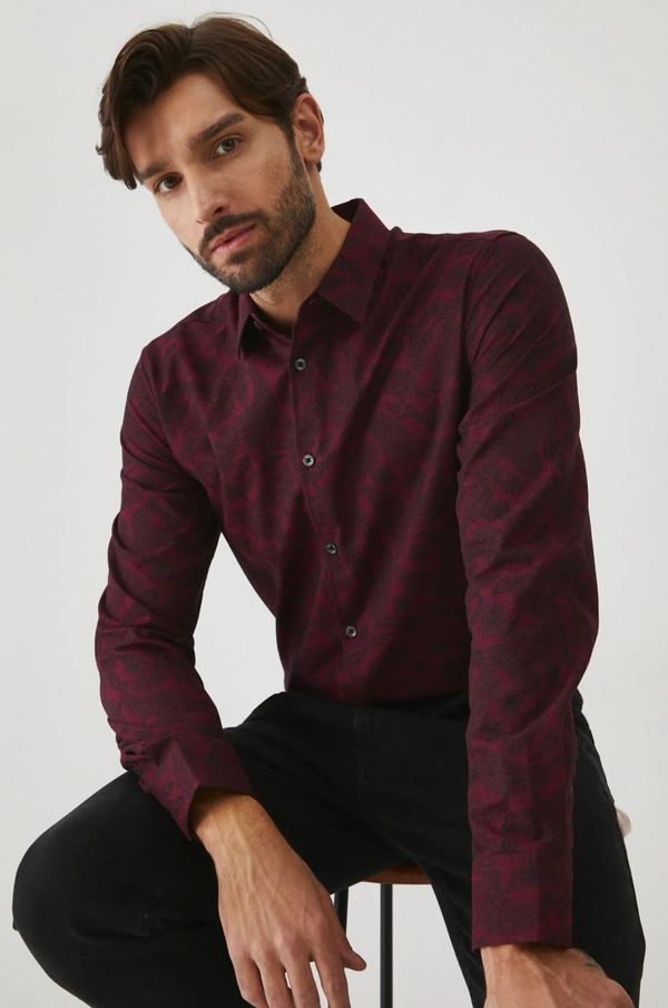 Medicine Košulja Medicine za muškarce, boja: bordo, slim, s klasičnim ovratnikom