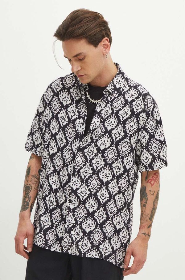 Medicine Košulja Medicine za muškarce, boja: crna, relaxed, s klasičnim ovratnikom