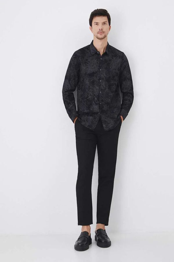 Medicine Košulja Medicine za muškarce, boja: crna, slim, s klasičnim ovratnikom