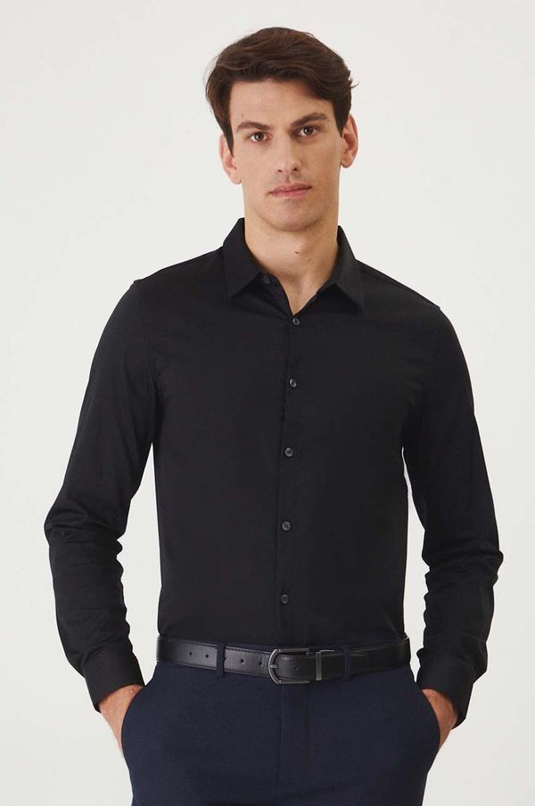 Medicine Košulja Medicine za muškarce, boja: crna, slim, s klasičnim ovratnikom