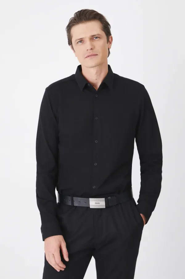 Medicine Košulja Medicine za muškarce, boja: crna, slim, s klasičnim ovratnikom