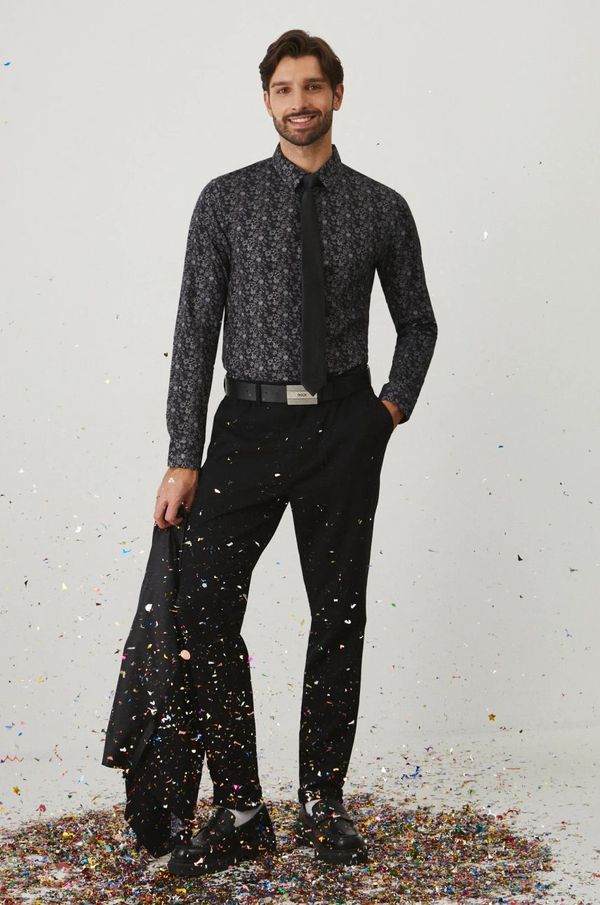 Medicine Košulja Medicine za muškarce, boja: crna, slim, s klasičnim ovratnikom