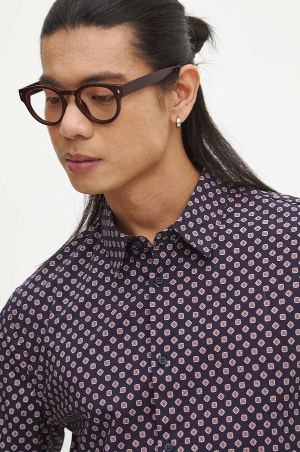 Medicine Košulja Medicine za muškarce, boja: tamno plava, slim, s klasičnim ovratnikom