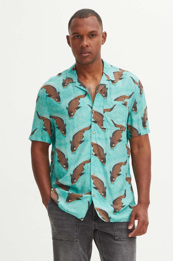 Medicine Košulja Medicine za muškarce, boja: tirkizna, regular