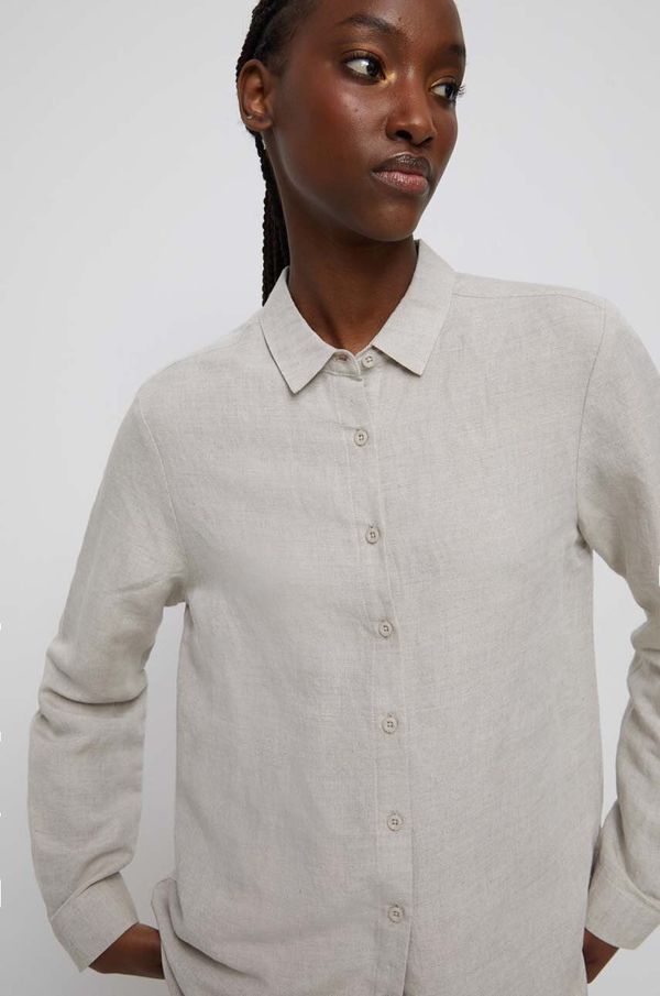 Medicine Košulja Medicine za žene, boja: bež, regular, s klasičnim ovratnikom