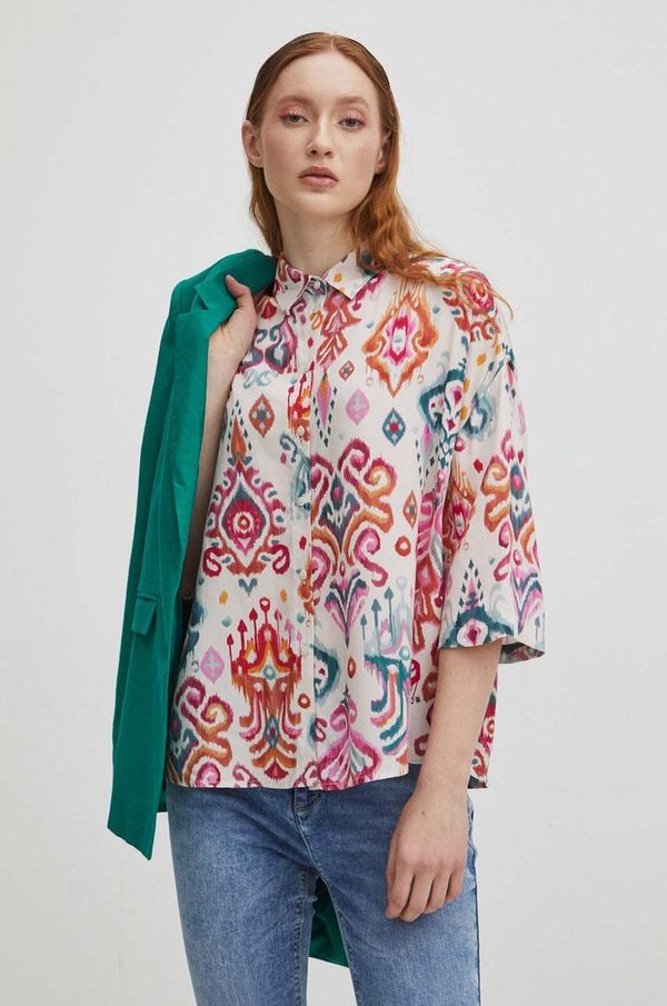 Medicine Košulja Medicine za žene, boja: bež, relaxed, s klasičnim ovratnikom