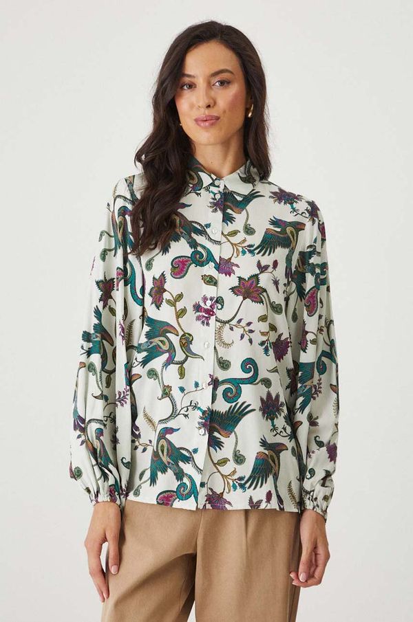 Medicine Košulja Medicine za žene, boja: bež, relaxed, s klasičnim ovratnikom