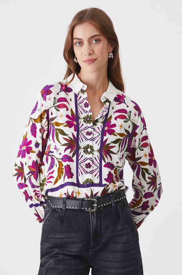 Medicine Košulja Medicine za žene, boja: bijela, regular, s klasičnim ovratnikom