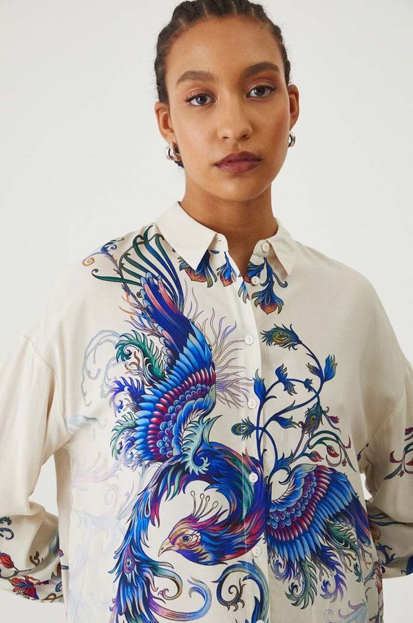 Medicine Košulja Medicine za žene, boja: bijela, relaxed, s klasičnim ovratnikom