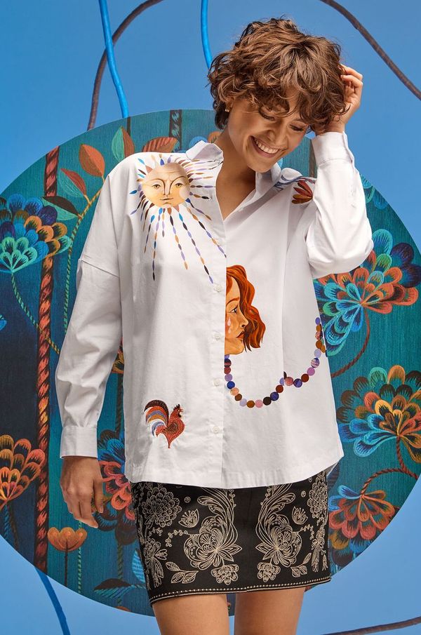 Medicine Košulja Medicine za žene, boja: bijela, relaxed, s klasičnim ovratnikom