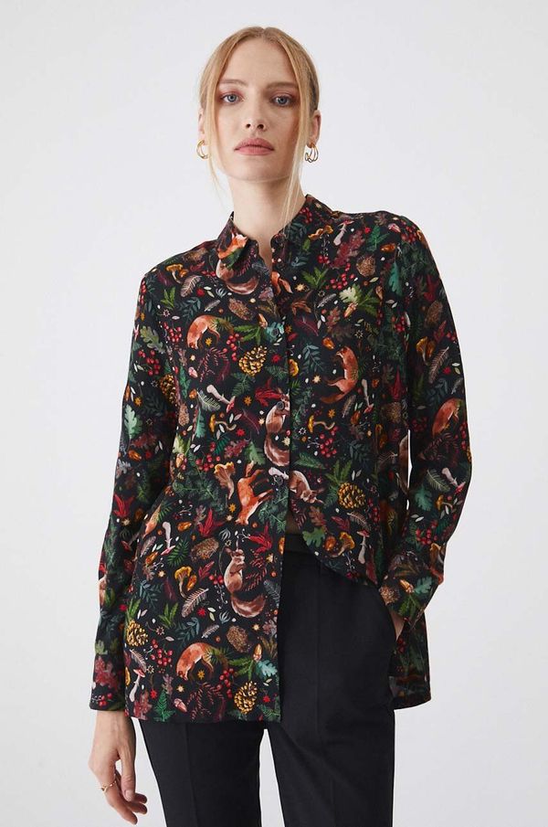 Medicine Košulja Medicine za žene, boja: crna, regular, s klasičnim ovratnikom