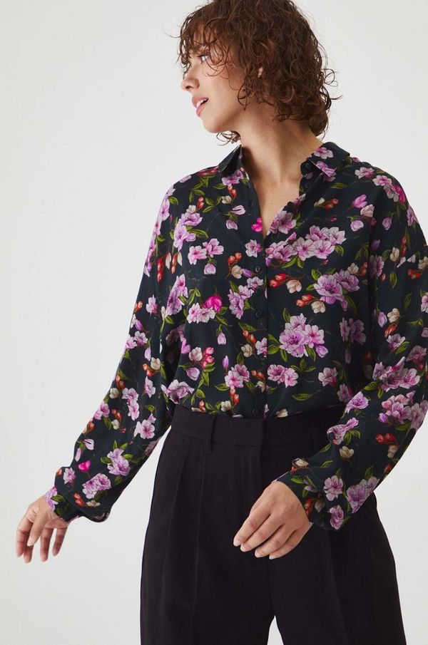 Medicine Košulja Medicine za žene, boja: crna, relaxed, s klasičnim ovratnikom