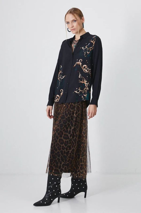 Medicine Košulja Medicine za žene, boja: crna, relaxed, s klasičnim ovratnikom