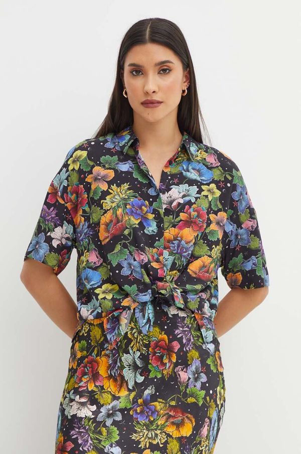 Medicine Košulja Medicine za žene, boja: crna, relaxed, s klasičnim ovratnikom