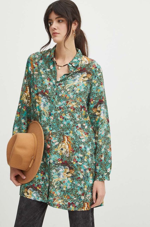 Medicine Košulja Medicine za žene, boja: tirkizna, regular, s klasičnim ovratnikom