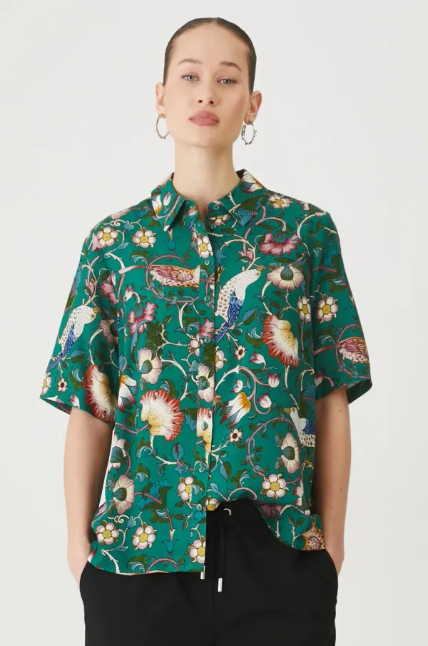 Medicine Košulja Medicine za žene, boja: tirkizna, relaxed, s klasičnim ovratnikom