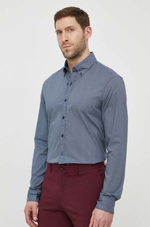 Michael Kors Košulja Michael Kors za muškarce, boja: tamno plava, slim, s button-down ovratnikom