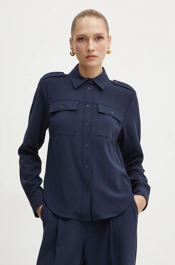 MICHAEL Michael Kors Košulja MICHAEL Michael Kors za žene, boja: tamno plava, regular, s klasičnim ovratnikom, MF4400CENX