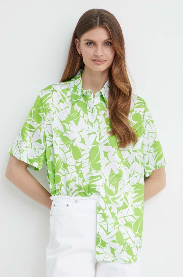 MICHAEL Michael Kors Košulja MICHAEL Michael Kors za žene, boja: zelena, relaxed, s klasičnim ovratnikom