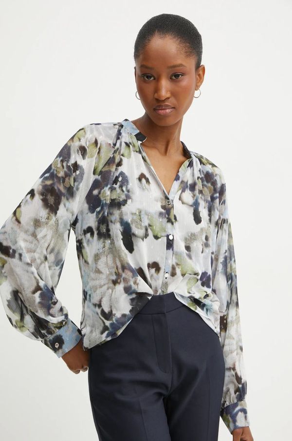 Morgan Košulja Morgan CBRUM.F za žene, boja: siva, regular, s ruskim ovratnikom, CBRUM.F