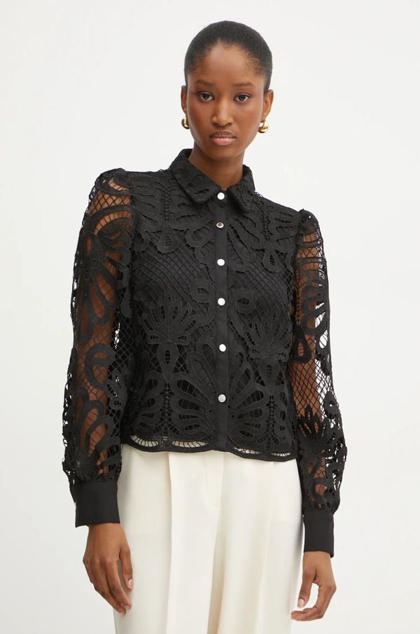 Morgan Košulja Morgan COSLAX za žene, boja: crna, regular, s klasičnim ovratnikom