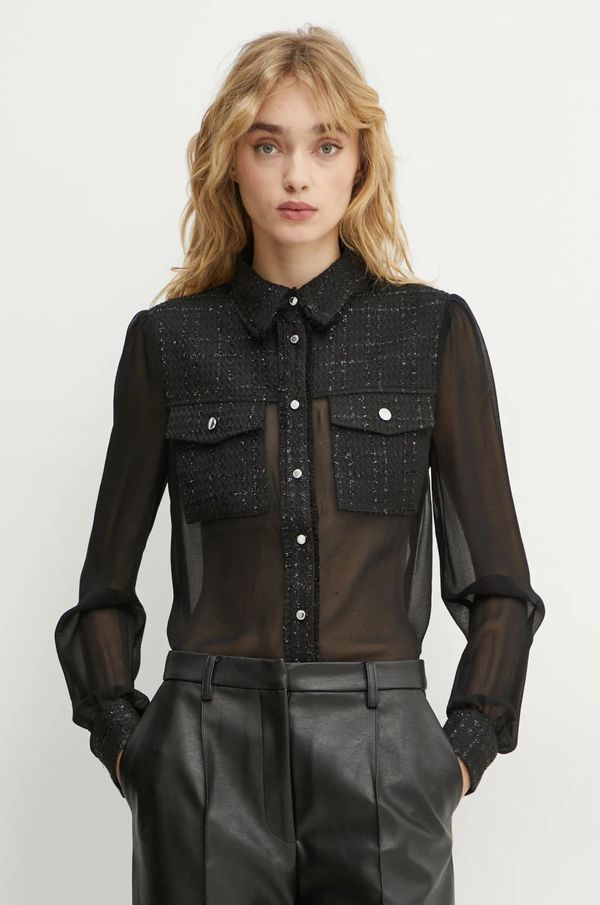 Morgan Košulja Morgan CTIDA za žene, boja: crna, regular, s klasičnim ovratnikom, CTIDA