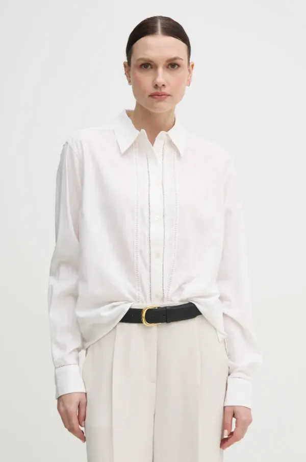 Mos Mosh Košulja Mos Mosh za žene, boja: bijela, relaxed, s klasičnim ovratnikom, 168120